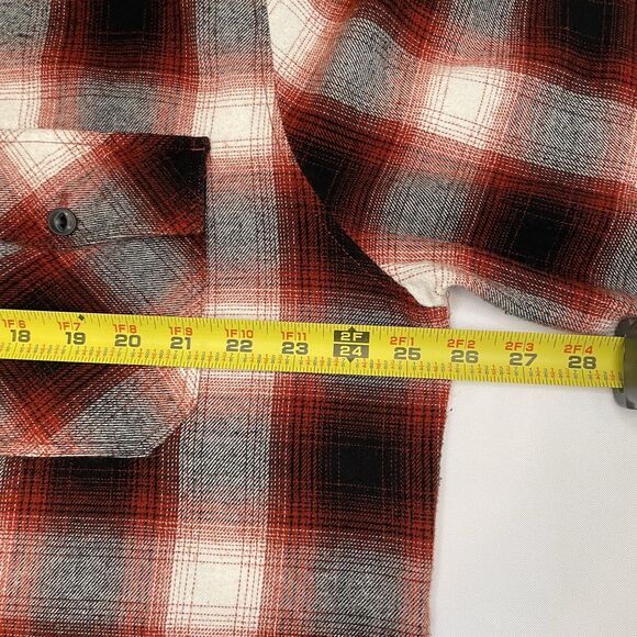 Sun + Stone Men’s  Flannel Button Down Tattersall Shirt Plaid Red Black- XXL - Picture 9 of 14